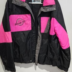 Snap-on Black and Pink Windbreaker Jacket